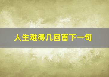 人生难得几回首下一句