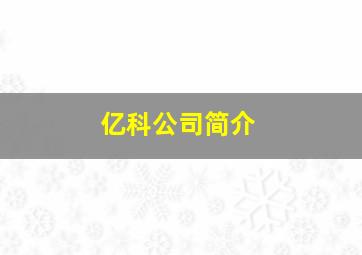 亿科公司简介