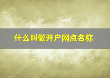 什么叫做开户网点名称