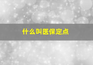 什么叫医保定点