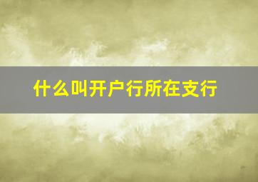 什么叫开户行所在支行