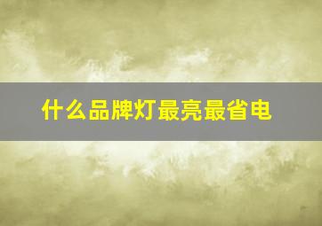 什么品牌灯最亮最省电