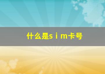 什么是sⅰm卡号