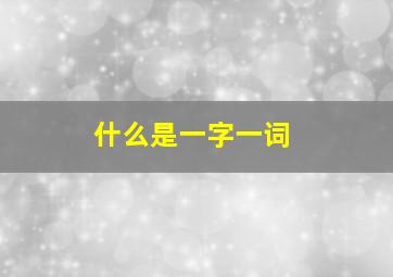 什么是一字一词