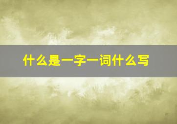 什么是一字一词什么写