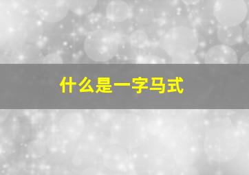 什么是一字马式