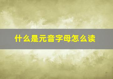 什么是元音字母怎么读