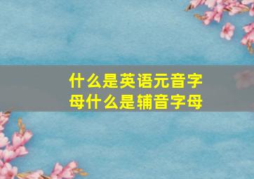 什么是英语元音字母什么是辅音字母