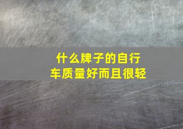 什么牌子的自行车质量好而且很轻