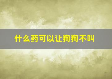 什么药可以让狗狗不叫