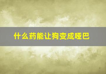 什么药能让狗变成哑巴