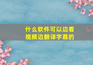 什么软件可以边看视频边翻译字幕的