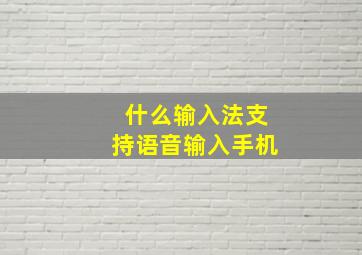 什么输入法支持语音输入手机