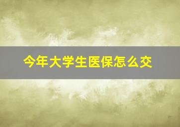 今年大学生医保怎么交