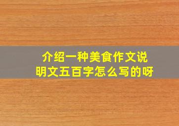 介绍一种美食作文说明文五百字怎么写的呀