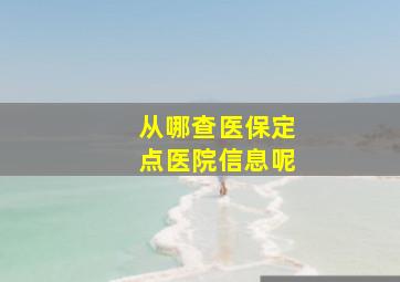 从哪查医保定点医院信息呢