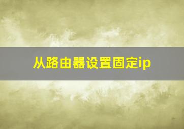 从路由器设置固定ip