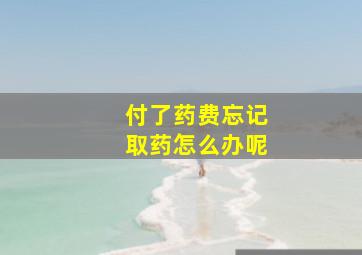 付了药费忘记取药怎么办呢