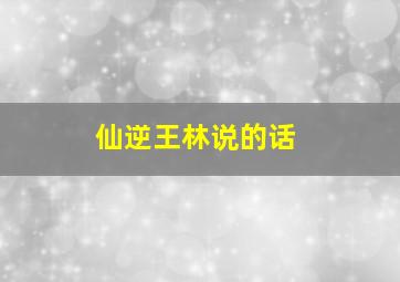 仙逆王林说的话