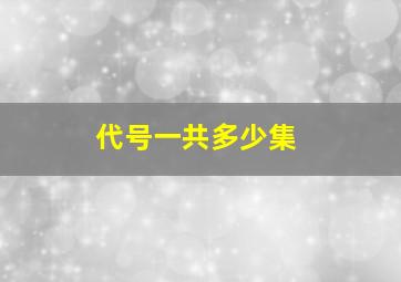 代号一共多少集