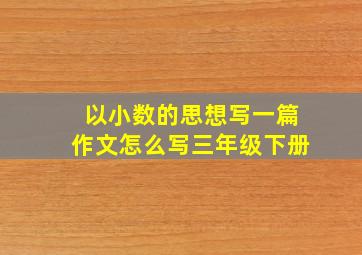 以小数的思想写一篇作文怎么写三年级下册