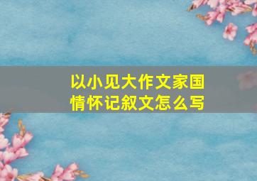 以小见大作文家国情怀记叙文怎么写