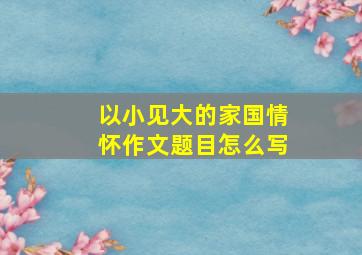 以小见大的家国情怀作文题目怎么写