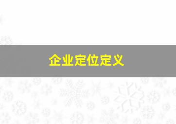 企业定位定义