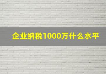 企业纳税1000万什么水平