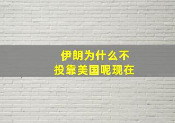 伊朗为什么不投靠美国呢现在