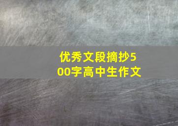 优秀文段摘抄500字高中生作文