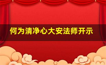 何为清净心大安法师开示