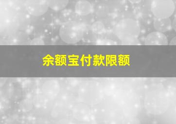 余额宝付款限额