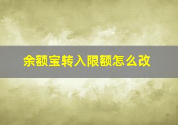 余额宝转入限额怎么改