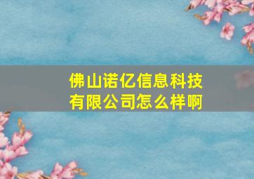 佛山诺亿信息科技有限公司怎么样啊