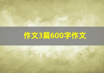 作文3篇600字作文