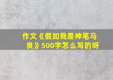 作文《假如我是神笔马良》500字怎么写的呀