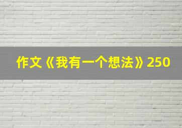 作文《我有一个想法》250