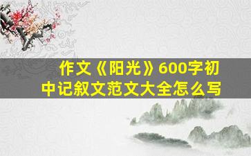 作文《阳光》600字初中记叙文范文大全怎么写