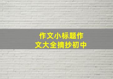 作文小标题作文大全摘抄初中