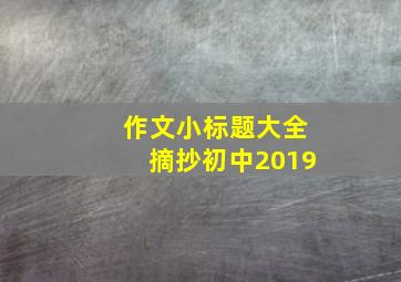 作文小标题大全摘抄初中2019