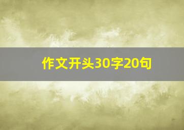 作文开头30字20句