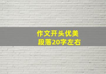 作文开头优美段落20字左右