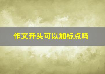 作文开头可以加标点吗