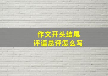 作文开头结尾评语总评怎么写