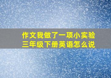 作文我做了一项小实验三年级下册英语怎么说