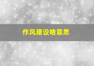 作风建设啥意思