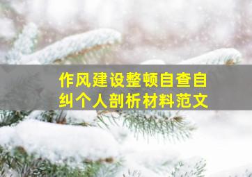 作风建设整顿自查自纠个人剖析材料范文