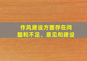 作风建设方面存在问题和不足、意见和建设