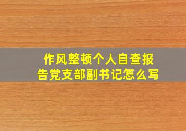 作风整顿个人自查报告党支部副书记怎么写